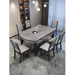 ຕາຕະລາງການກິນອາຫານ Rock Slab ແລະປະສົມປະສານເກົ້າອີ້ທີ່ທັນສະໄຫມທີ່ທັນສະໄຫມທີ່ມີຄວາມຫລູຫລາທີ່ມີຄວາມຫລູຫລາທີ່ມີຄວາມຫລູຫລາທີ່ມີຄວາມຫລູຫລາ