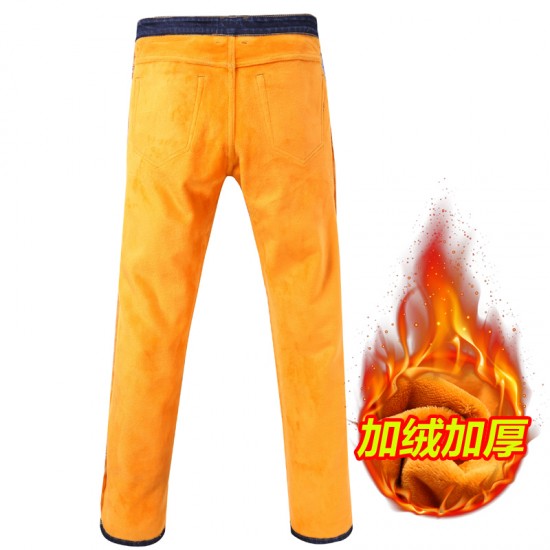 Dongkuan ບວກ jeans velvet ຫນາຊາຍວ່າງກັບ velvet ຜູ້ຊາຍອົບອຸ່ນຂອງຜູ້ຊາຍບາດເຈັບຂອງ pants ຍາວເດີ່ນໃຫຍ່